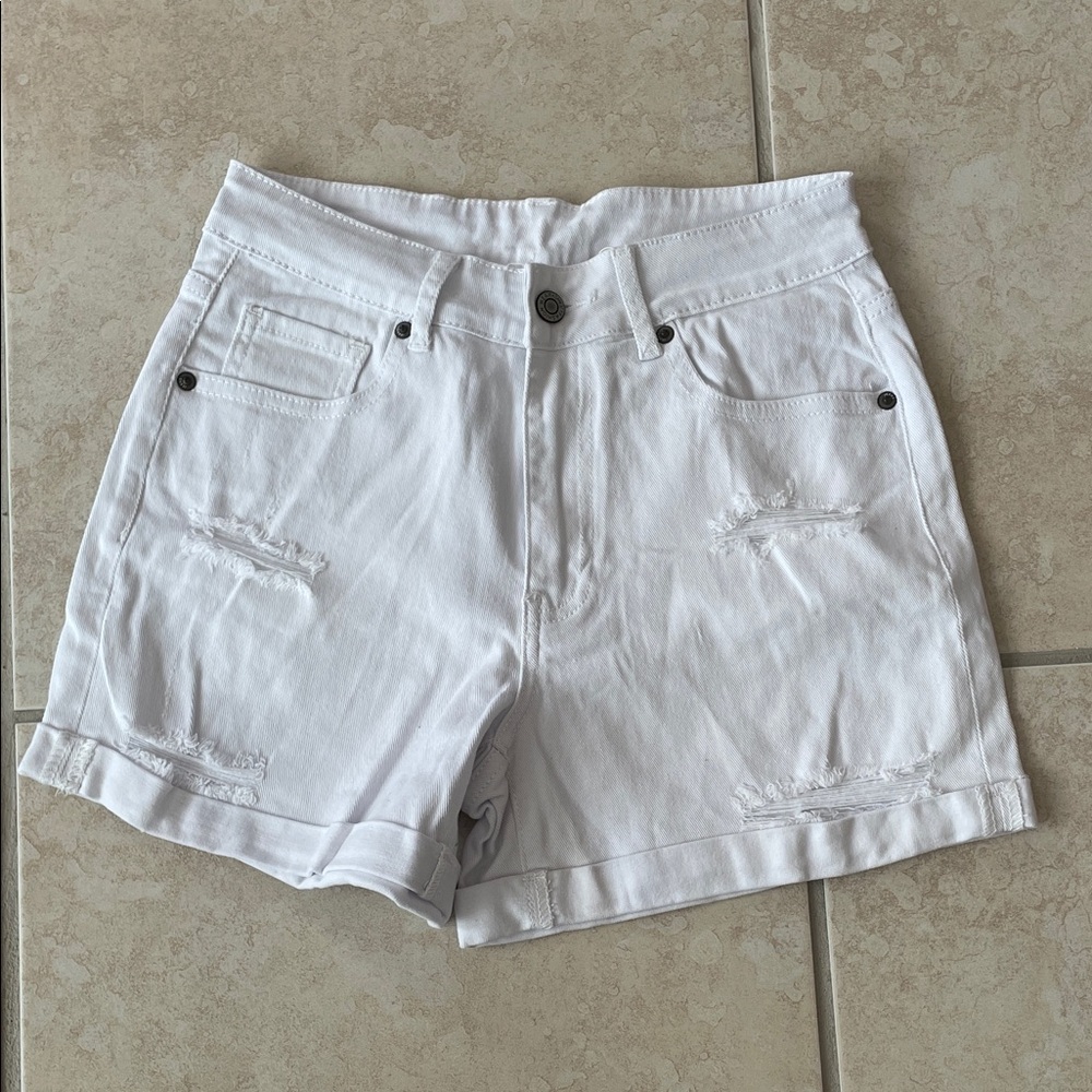 NWOT Women's White Distressed Shorts
